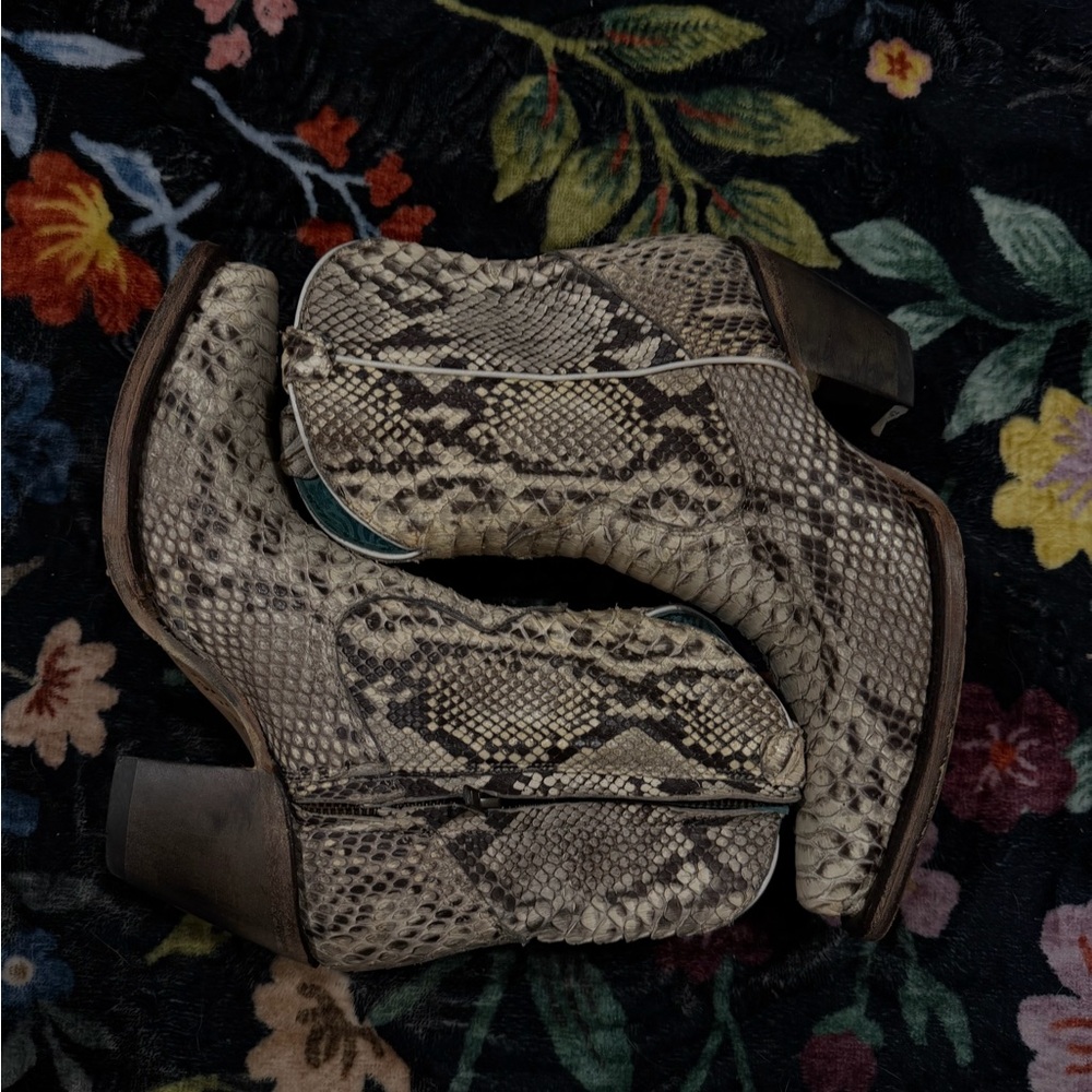 Genuine Full Python Western Ankle Boots A3791 - image 2